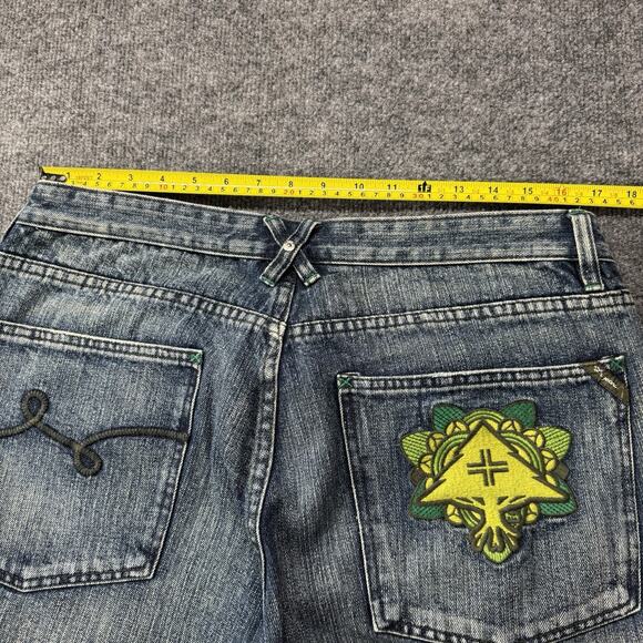 Rare Y2K Vintage LRG Double Sided Embroidered Jeans Grass Roots Men’s Size 36x32 - Picture 10 of 12